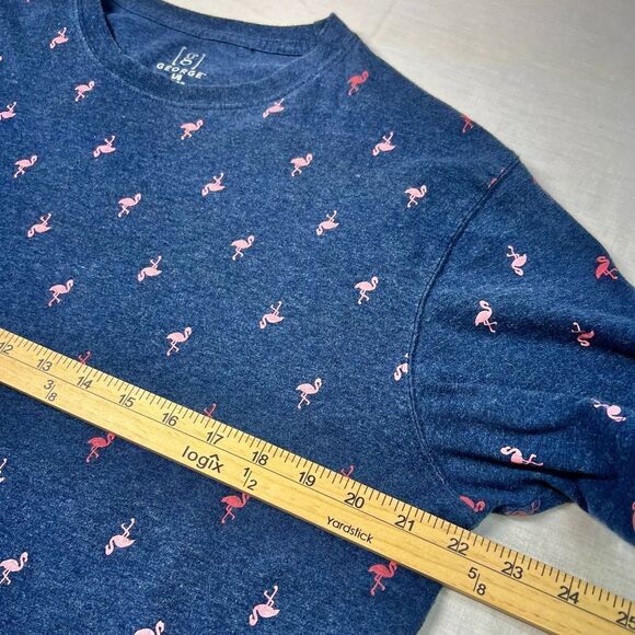 George Navy blue with pink Flamingo Print. Men's Shirt size L - Picture 5 of 6
